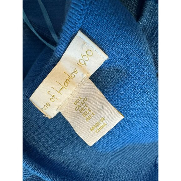 House Of Harlow Knit Open Low Racer Back Teal Blue Size Large Midi Dress NWOT - Picture 4 of 10